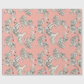 Handgezogenes, nahtloses Muster, große Katzen in D Geschenkpapier (Flach)