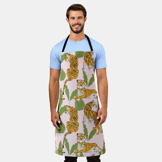 Handgezogenes, nahtloses Muster, große Katzen in D Schürze (Getragen)