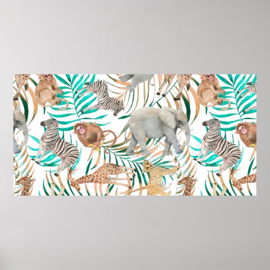 Handgezogenes, nahtloses Muster mit Wasserkohle Poster (Vorne)