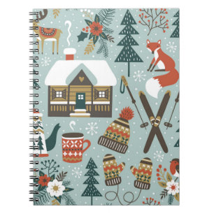 Handgezogenes, nahtloses Vintages Muster mit niedl Notizblock