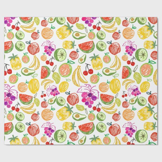 Handgezogenes Obst Geschenkpapier (Flach)