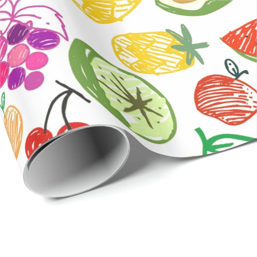 Handgezogenes Obst Geschenkpapier (Rolleneckpunkt)