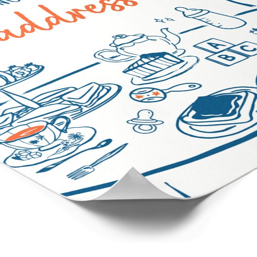 Handgezogenes Party Babydusche Poster (Ecke)