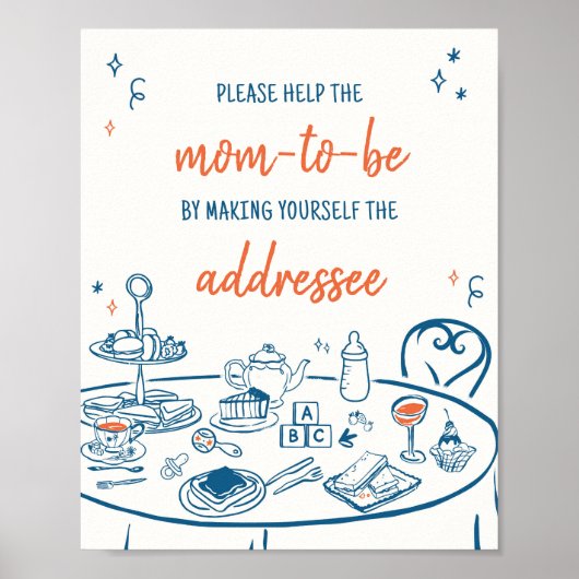 Handgezogenes Party Babydusche Poster (Vorne)