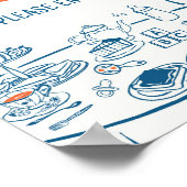 Handgezogenes Party Babydusche Poster (Ecke)