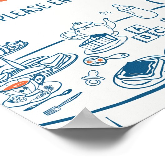 Handgezogenes Party Babydusche Poster (Ecke)