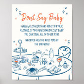 Handgezogenes Party Kinderdusche Sage Baby nicht Poster (Vorne)