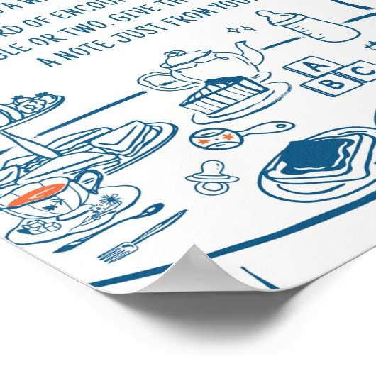 Handgezogenes Party Kinderdusche Spätnächtliche Wi Poster (Ecke)