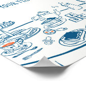 Handgezogenes Party Kinderdusche Windelwanne Poster (Ecke)