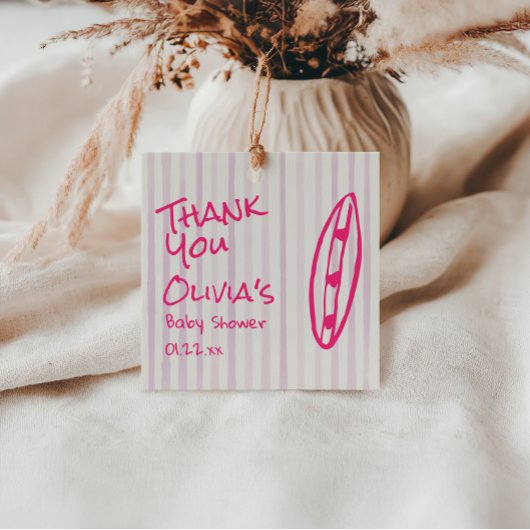 Handgezogenes pinkes Baby an Bord Babydusche Geschenkanhänger