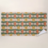 Handgezogenes Pumpkin & Leaf Pattern Strandtuch (Vorderseite)