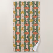 Handgezogenes Pumpkin & Leaf Pattern Strandtuch (Vorderseite)