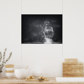 Handgezogenes schwarz-weißes Poster (Küche)