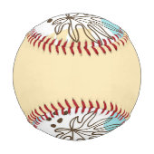 Handgezogenes tropisches Muster Baseball (Rückseite)