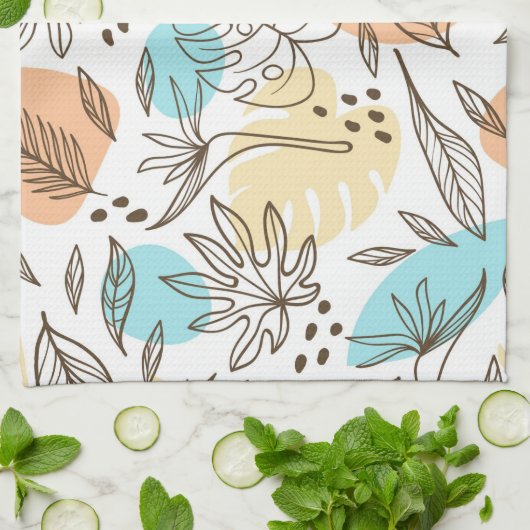 Handgezogenes tropisches Muster Geschirrtuch (Gefaltet)