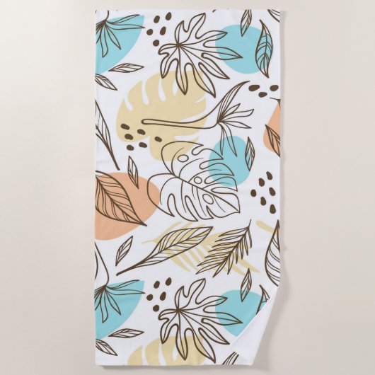 Handgezogenes tropisches Muster Strandtuch (Vorderseite)