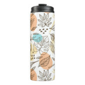 Handgezogenes tropisches Muster Thermosbecher (Vorderseite)