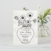 Handgezogenes Vase-Brautparty Einladung (Stehend Vorderseite)
