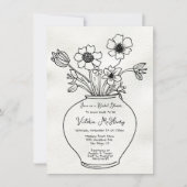 Handgezogenes Vase-Brautparty Einladung (Vorderseite)