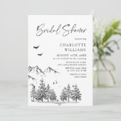 Handgezogenes Waldgebirge Brautparty Einladung (Stehend Vorderseite)