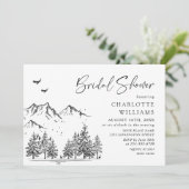 Handgezogenes Waldgebirge Brautparty Einladung (Stehend Vorderseite)