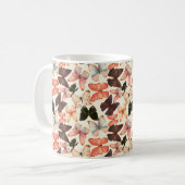 Handgezogenes Wasserfarbmuster nahtlos mit Farbe Kaffeetasse (Vorderseite Links)