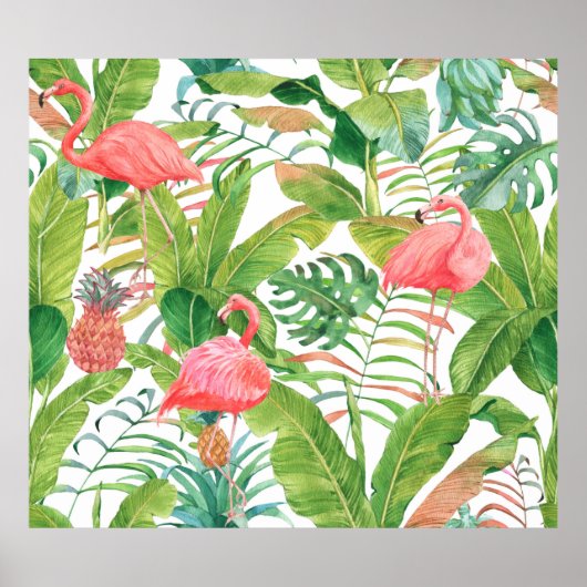 Handgezogenes Wasserfarbmuster nahtlos mit rosa f Poster (Vorne)