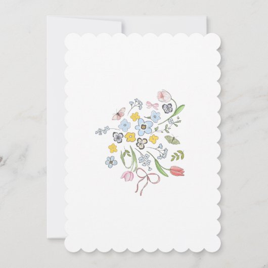 Handgezogenes Whimsical Baby Shower Tee Party Einladung (Rückseite)