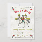 Handgezogenes Whimsical Down & Derby-Party Einladung (Vorderseite)