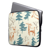 Handgezogenes Winternahtloses Muster mit Hirsch un Laptopschutzhülle (Vorderseite Links)