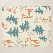 Handgezogenes Winternahtloses Muster mit Hirsch un Sherpadecke (Vorderseite (Horizontal))