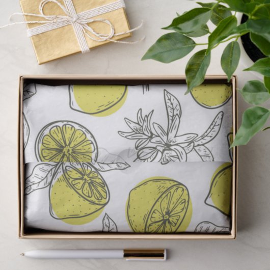 Handgezogenes Zitronenbaum Dekoupage Tissue Paper Seidenpapier (Geschenk)