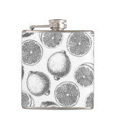 Handgezogenes Zitronenmuster Flachmann (Vorderseite)