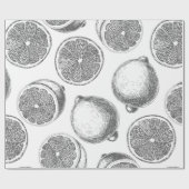 Handgezogenes Zitronenmuster Geschenkpapier (Flach)