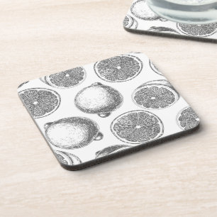 Handgezogenes Zitronenmuster Getränkeuntersetzer