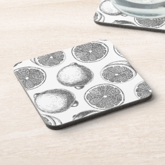 Handgezogenes Zitronenmuster Getränkeuntersetzer (Linke Seite)