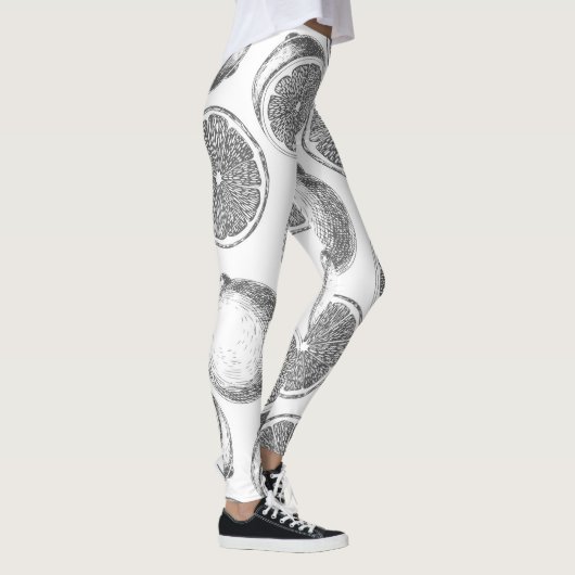Handgezogenes Zitronenmuster Leggings (Rechts)