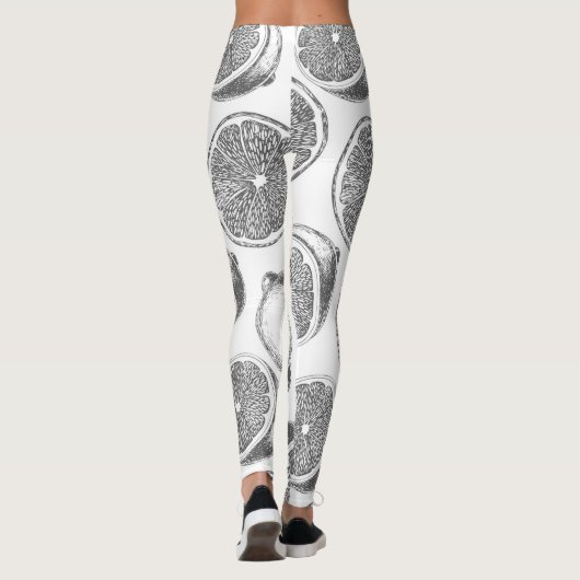 Handgezogenes Zitronenmuster Leggings (Rückseite)