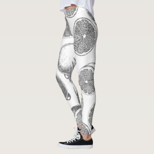 Handgezogenes Zitronenmuster Leggings (Links)