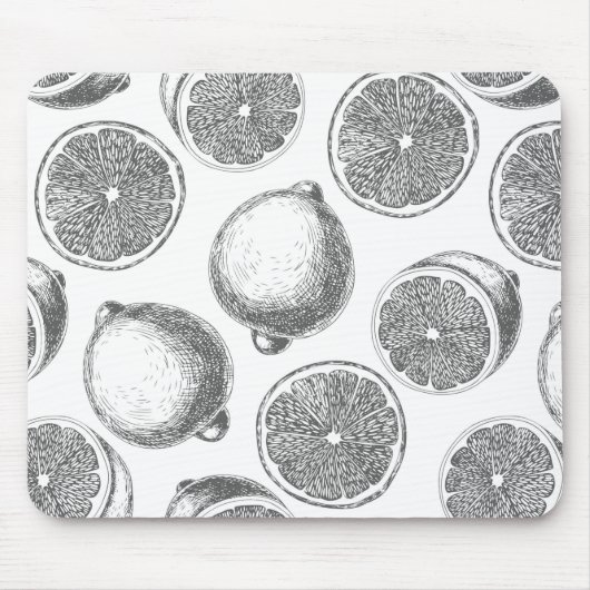 Handgezogenes Zitronenmuster Mousepad (Vorne)