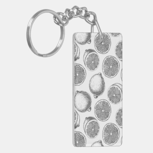 Handgezogenes Zitronenmuster Schlüsselanhänger (Vorderseite links)