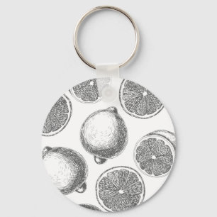 Handgezogenes Zitronenmuster Schlüsselanhänger