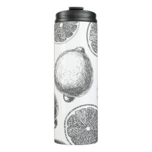 Handgezogenes Zitronenmuster Thermosbecher
