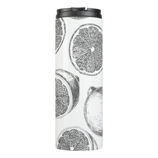 Handgezogenes Zitronenmuster Thermosbecher (Rückseite)