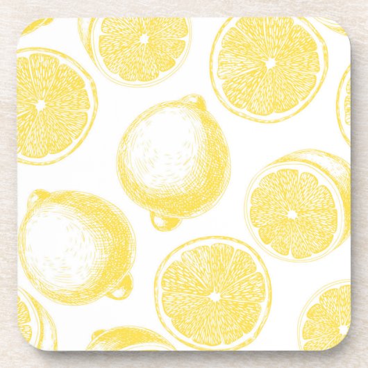 Handgezogenes Zitronenmuster Untersetzer (Vorderseite)