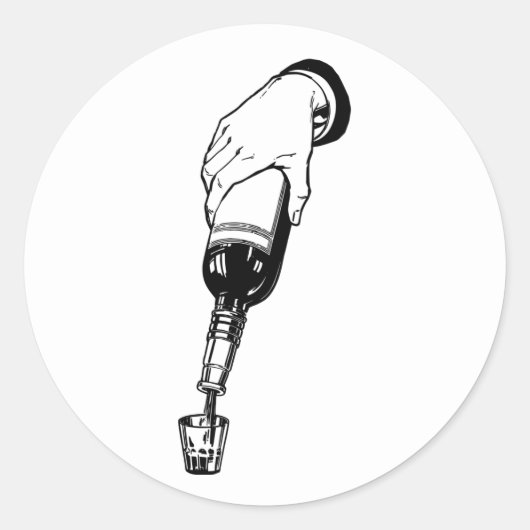 Handgießen von Whiskey in Party mit Shotglas Art Runder Aufkleber (Vorderseite)