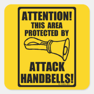 Handglocken angreifen quadratischer aufkleber