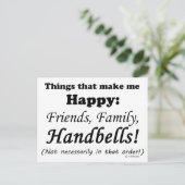 Handglocken machen mich glücklich postkarte (Stehend Vorderseite)