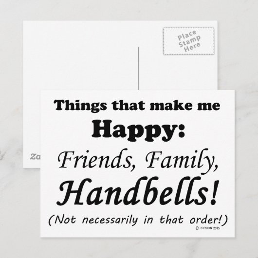 Handglocken machen mich glücklich postkarte (Vorne/Hinten)