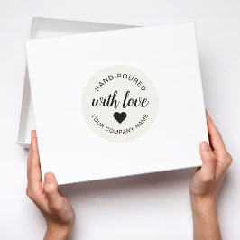 "handgossen" mit Liebe-Kerze Runder Aufkleber